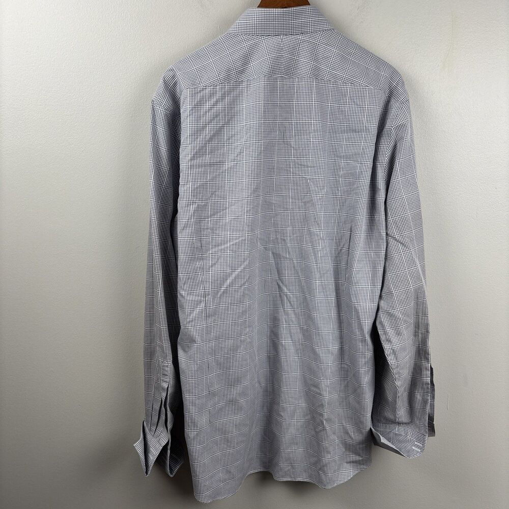 Charles Tyrwhitt Shirt Men 17-43” FRENCH CUFFS Extra Slim Fit Gray Tattersall LS - Picture 8 of 10